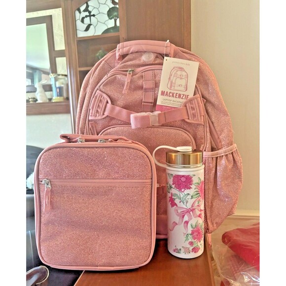 Pottery Barn Other - School Pottery barn kids LARGE BACKPACK LUNCH WATER Glitter Floral Bag Travel .